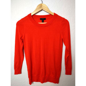 J. Crew Women’s Sweater Size XS 100% Merino Wool Crew Neck 3/4‎ Sleeve In Red